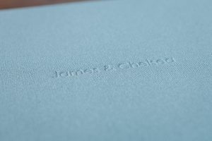 embossed names on the album